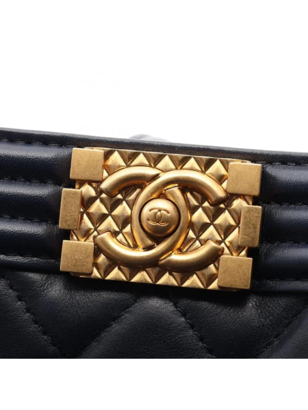 Chanel Shoulder Bag Boy 2-Way Navy Lambskin Boy Small
